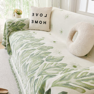 Soft Woven Leaf Couch Blanket, Pet-friendly Sectional Sofa Slipcover For Cats Dogs