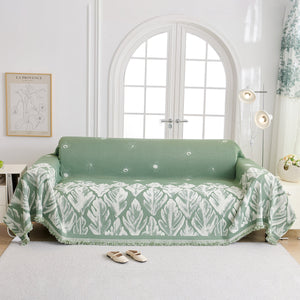 Soft Woven Leaf Couch Blanket, Pet-friendly Sectional Sofa Slipcover For Cats Dogs