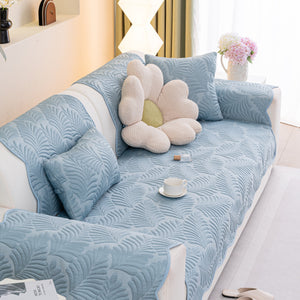 Sofa Cover for Leather & Fabric Couches, 3D Leaf Embossed Quilted Furniture Covers