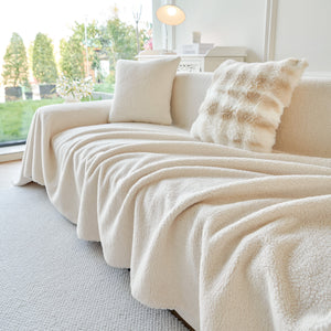 Thick Sherpa Fleece Sofa Protector Cover Stylish Durable Slipcovers for Couches and Chairs