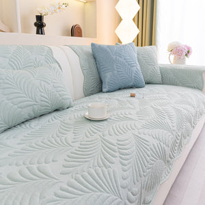 Sofa Cover for Leather & Fabric Couches, 3D Leaf Embossed Quilted Furniture Covers
