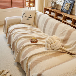 Modern Striped Couch Protector Blanket, Furniture Slipcover for L Shaped Sectionals