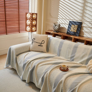 Modern Striped Couch Protector Blanket, Furniture Slipcover for L Shaped Sectionals