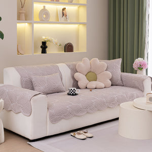 Sofa Cover for Leather & Fabric Couches, 3D Leaf Embossed Quilted Furniture Covers