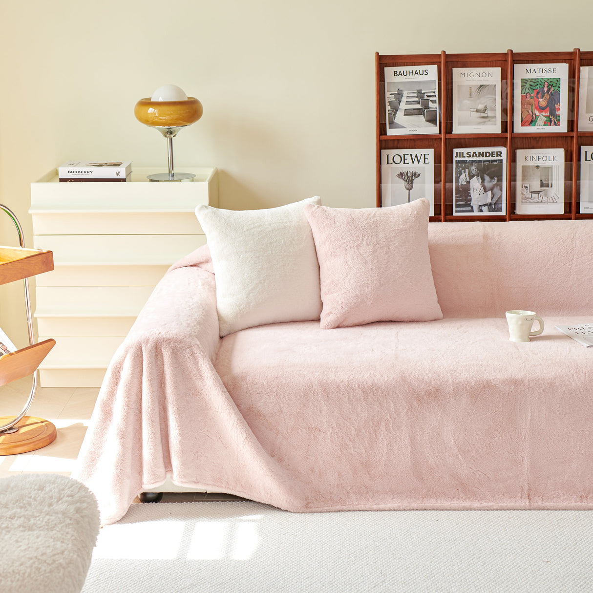 Faux Fur Smooth Plush Comfy Couch Covers, Soft Thicked Durable Blankets and Throws for Sofas