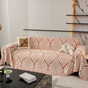 Maple Leaves Reversible Chenille Blanket Covers for Couch, Furniture Decoration Cover Sofa Slipcovers