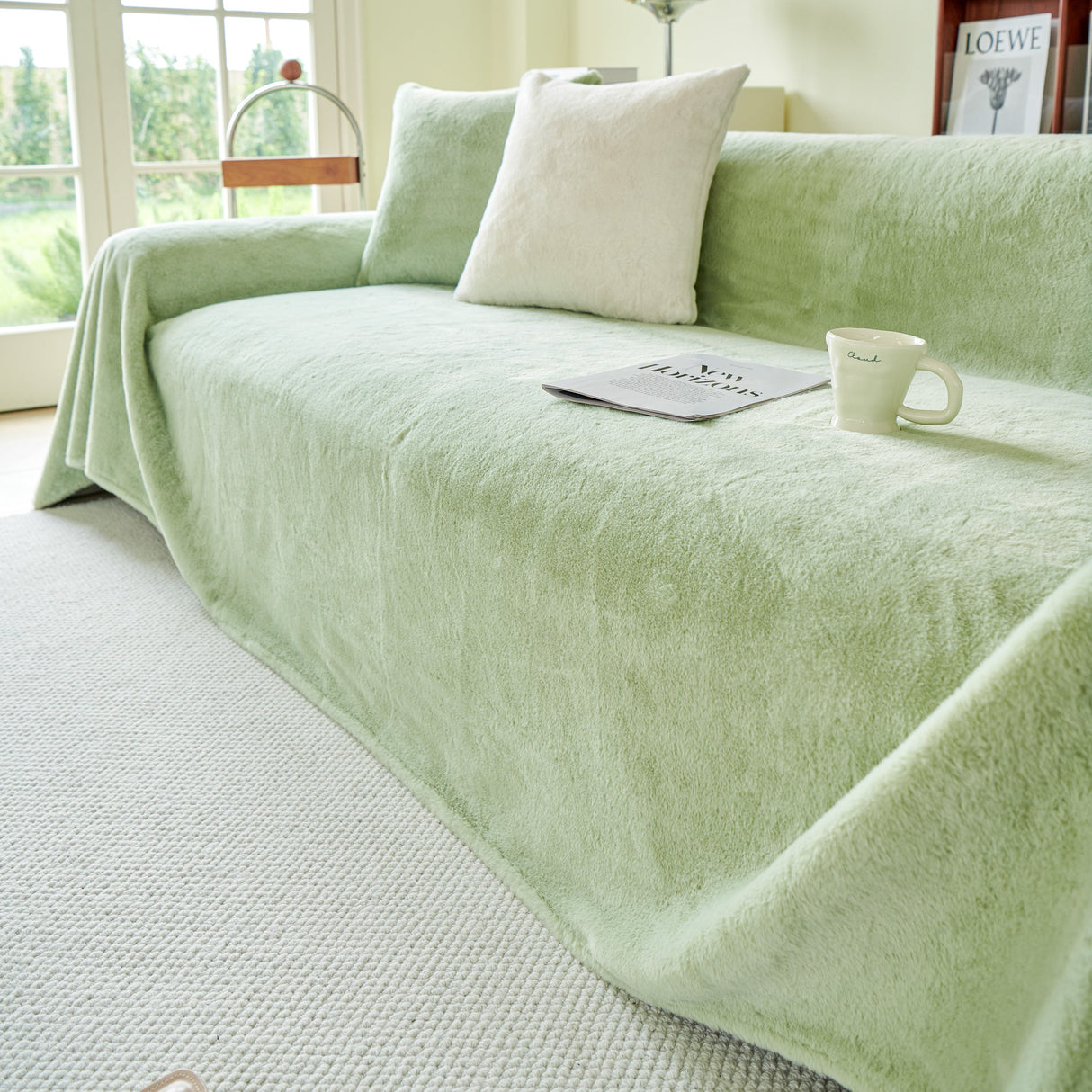 Faux Fur Smooth Plush Comfy Couch Covers, Soft Thicked Durable Blankets and Throws for Sofas