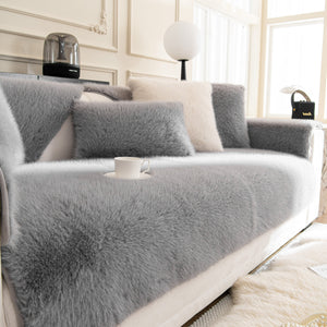 Faux Mink Velvet Luxury Fluffy Sofa Cushion, Winter Warm Thick Plush Non-slip Sofa Covers