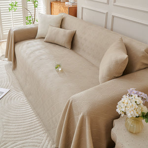 Cooling Scratch Proof Large Sofa Throw Cover, Geometric Texture Couch Protector