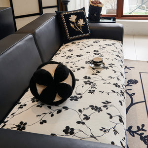 Floral Chenille Couch Cover, Non-Slip Sofa Slipcover Protector for Furniture