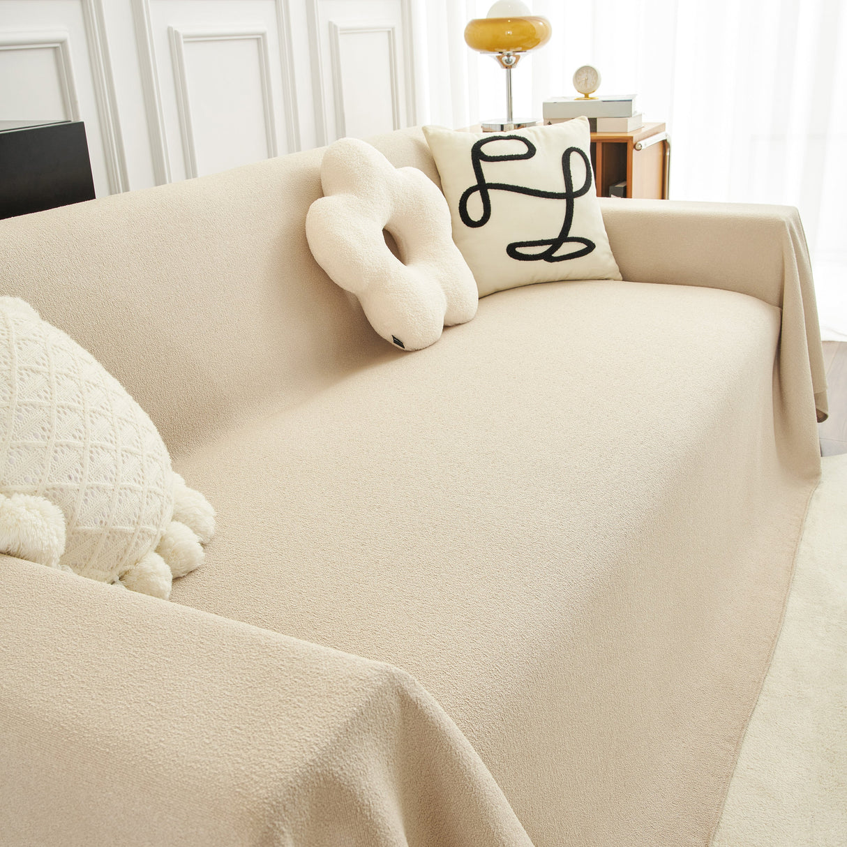 Teddy Throw Blanket and Stylish Slipcover for Couch, Waterproof Sofa Cover for Pets