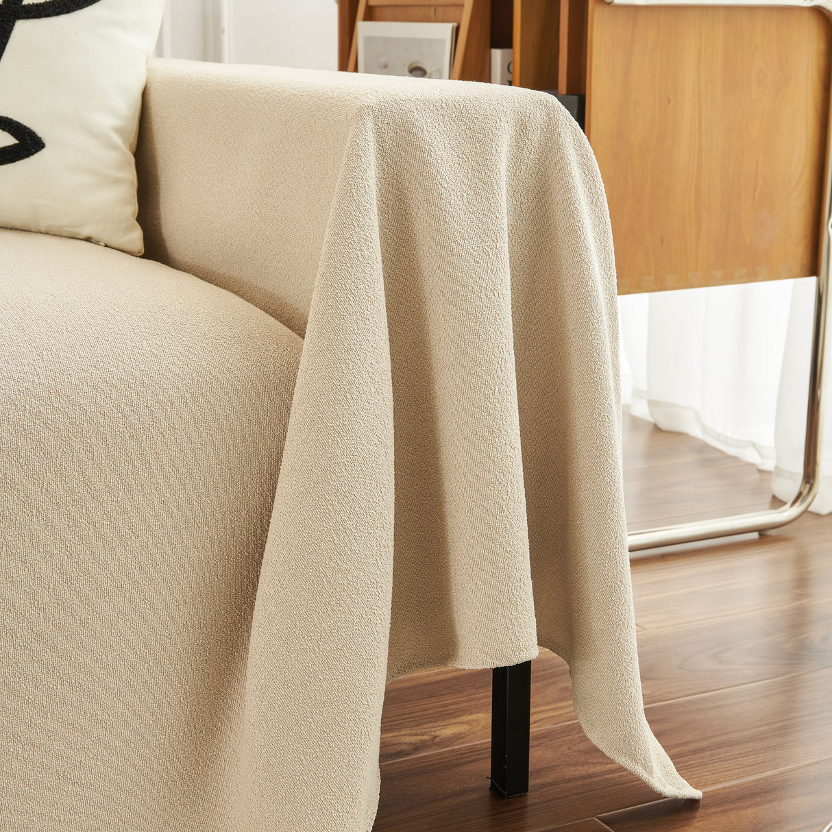 Teddy Throw Blanket and Stylish Slipcover for Couch, Waterproof Sofa Cover for Pets
