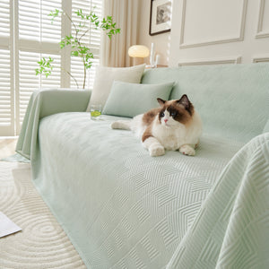 Cooling Scratch Proof Large Sofa Throw Cover, Geometric Texture Couch Protector