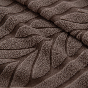 Plush Fleece Sofa Slipcover with 3D Wheat Pattern, Cozy High-Stretch Couch Cover