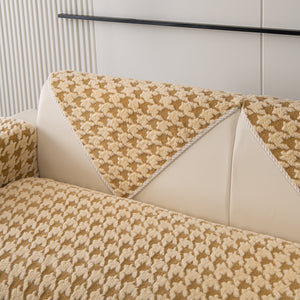 Winter Thickened Sherpa Fleece Houndstooth Sofa Cushion, Non-slip Sofa Cover with Plush