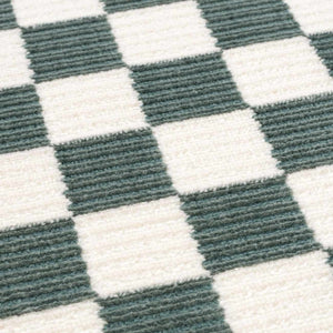 Kaysar Oil Green Checkered Washable Area Rug
