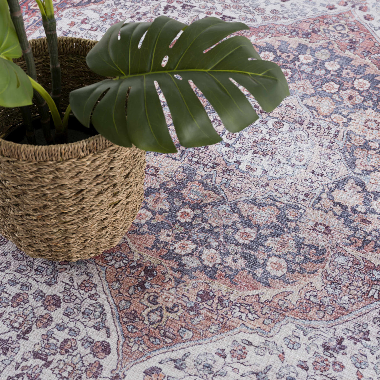 Red Cael Tumble Dry Washable Rug - Promo