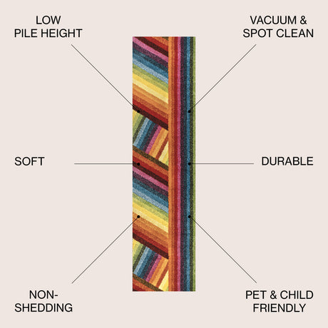 Retro Rainbow Contemporary Stripe Runner Rug
