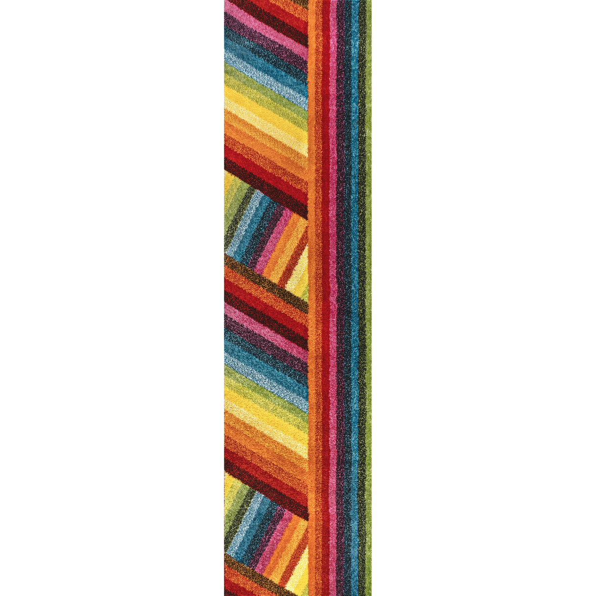 Retro Rainbow Contemporary Stripe Runner Rug