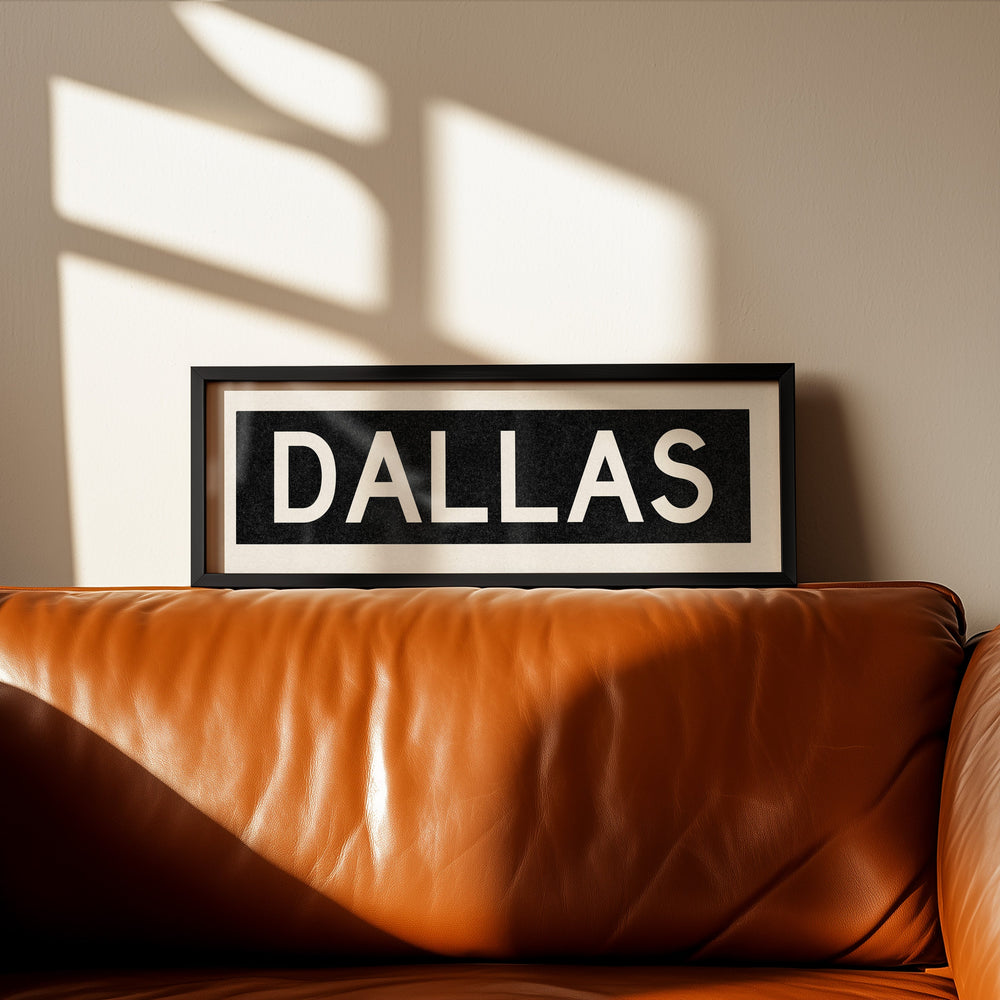 Framed Dallas Bus Scroll Sign