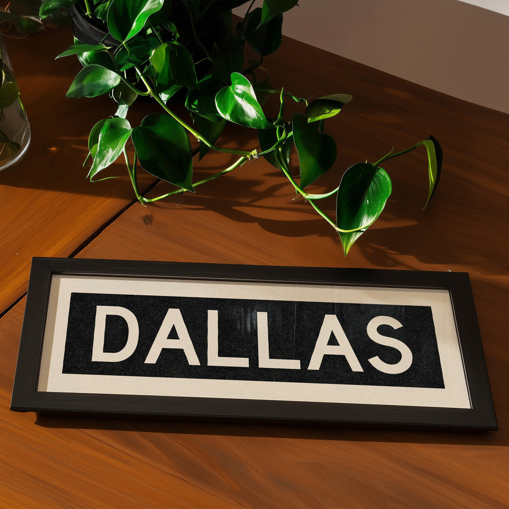 Framed Dallas Bus Scroll Sign