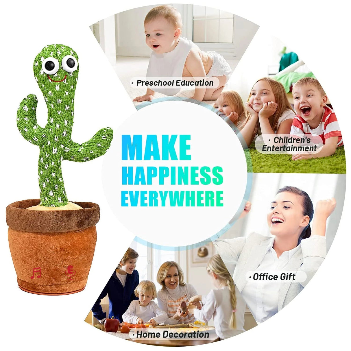 Dancing Cactus Mimicking Toy, USB-C Rechargeable