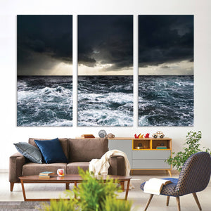 Dark Clouds Stormy Sea Wall Art Canvas Print – Framed Large