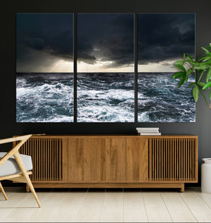 Dark Clouds Stormy Sea Wall Art Canvas Print – Framed Large