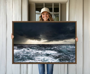 Dark Clouds Stormy Sea Wall Art Canvas Print – Framed Large