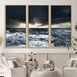 Dark Clouds Stormy Sea Wall Art Canvas Print – Framed Large