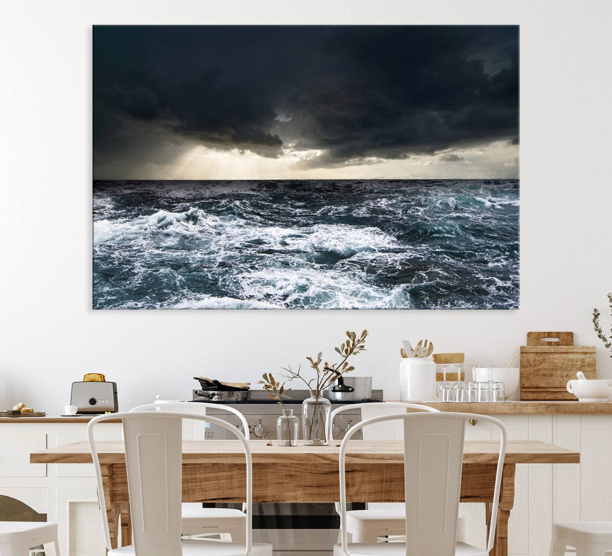 Dark Clouds Stormy Sea Wall Art Canvas Print – Framed Large