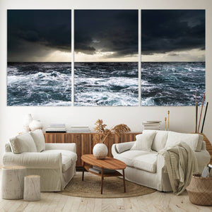 Dark Clouds Stormy Sea Wall Art Canvas Print – Framed Large