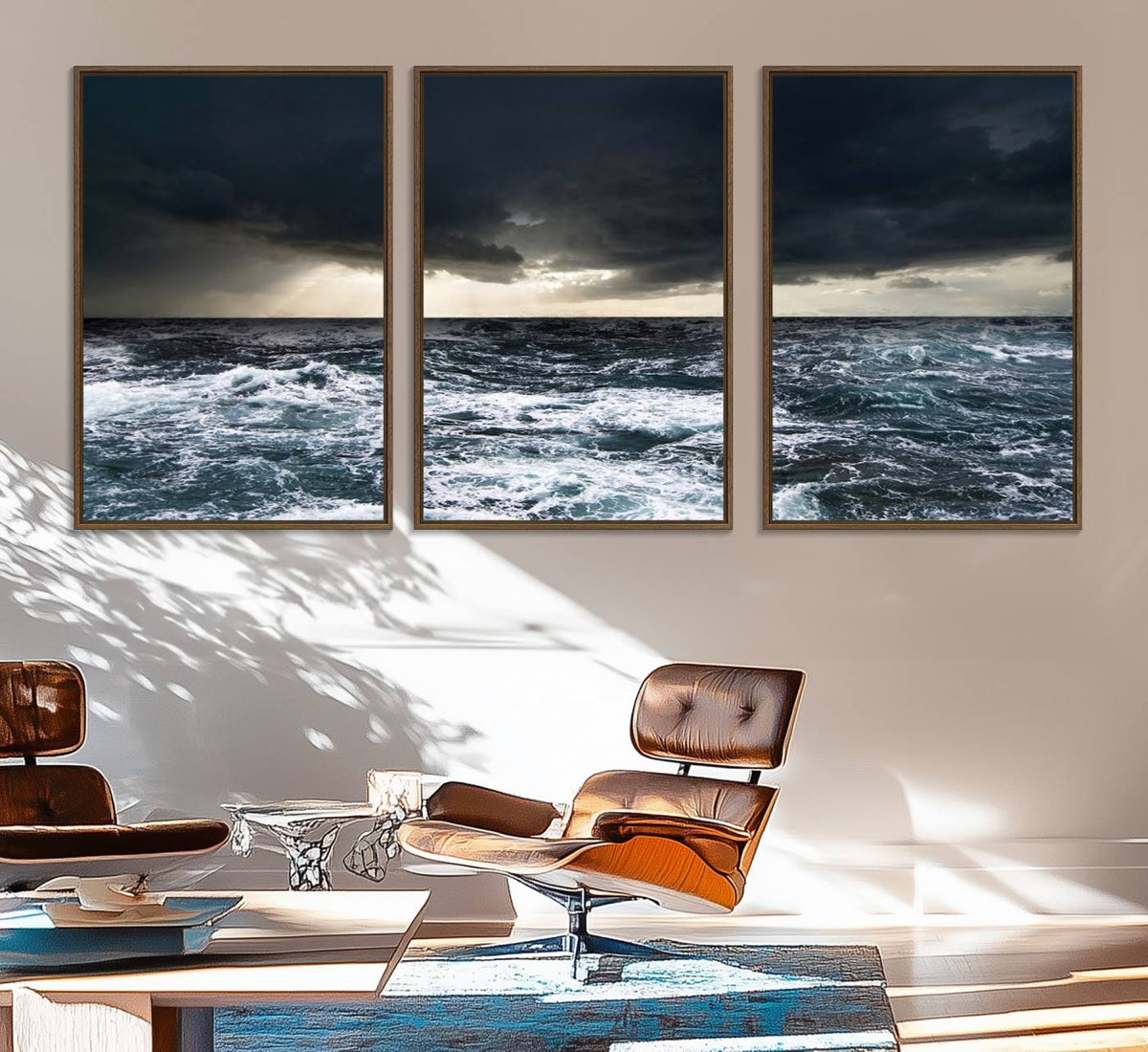 Dark Clouds Stormy Sea Wall Art Canvas Print – Framed Large