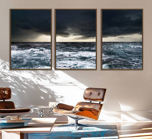 Dark Clouds Stormy Sea Wall Art Canvas Print – Framed Large