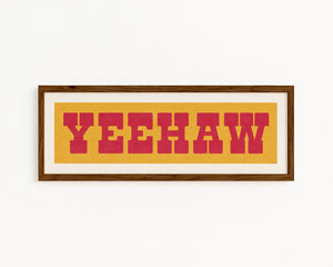 Framed YEEHAW Sign Gold & Red Art Print