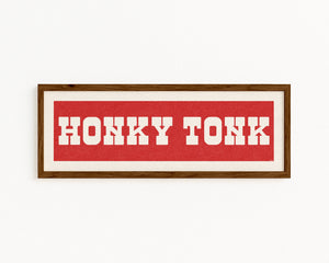 Framed HONKY TONK Sign Red & White Art Print