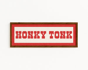 Framed HONKY TONK Sign White & Red Art Print