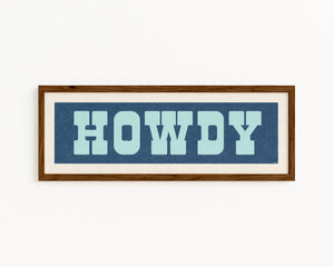 Framed HOWDY Sign Blue & Aqua Art Print