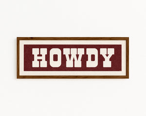 Framed HOWDY Sign Maroon & White Art Print