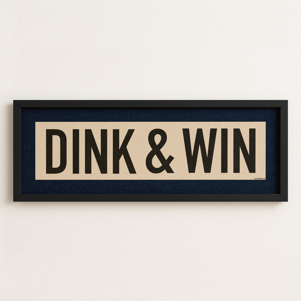 Framed Dink & Win Pickleball Art Scroll Sign