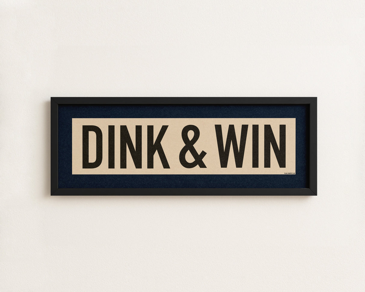 Framed Dink & Win Pickleball Art Scroll Sign