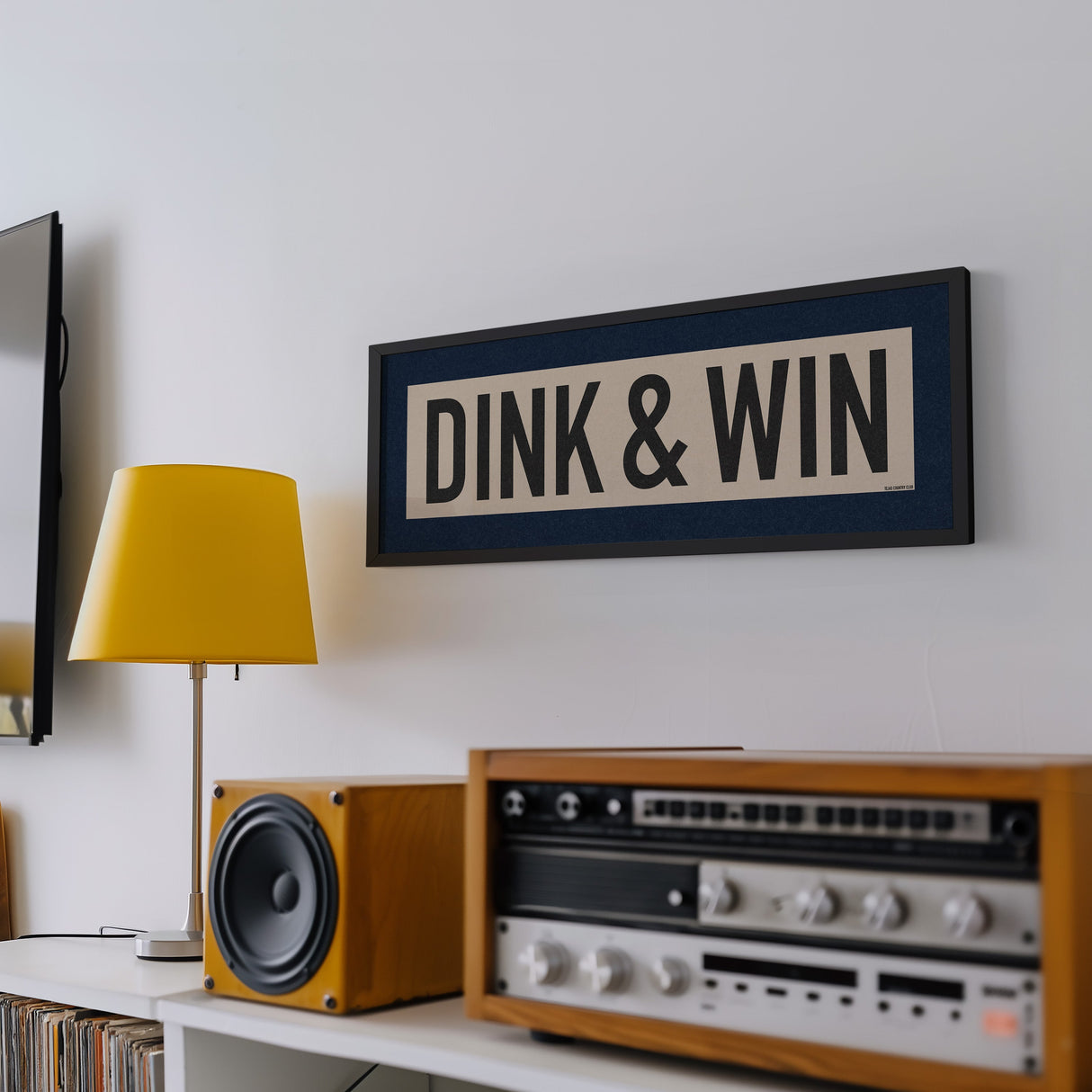 Framed Dink & Win Pickleball Art Scroll Sign