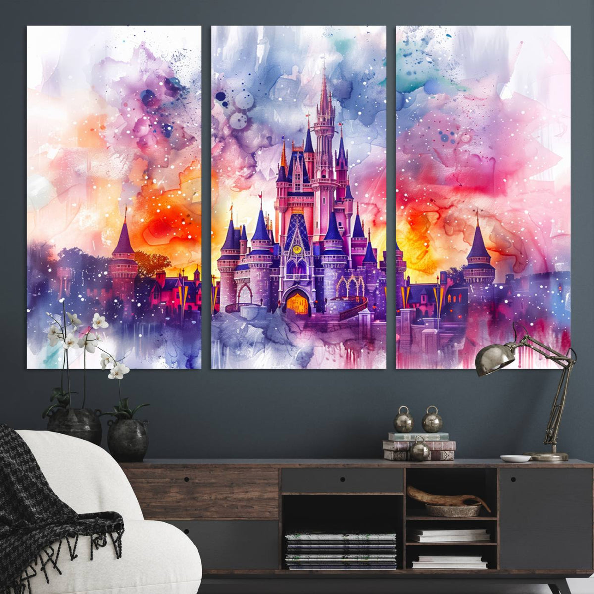 Disney Wall Art, Cinderella Castle Disney Print Wall Art,