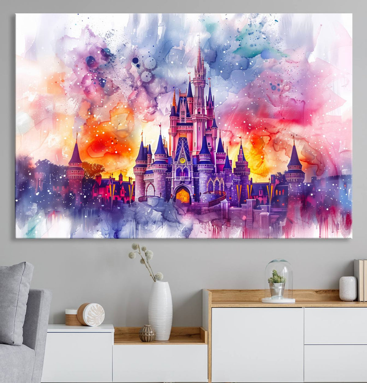 Disney Wall Art, Cinderella Castle Disney Print Wall Art,