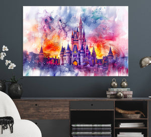 Disney Wall Art, Cinderella Castle Disney Print Wall Art,