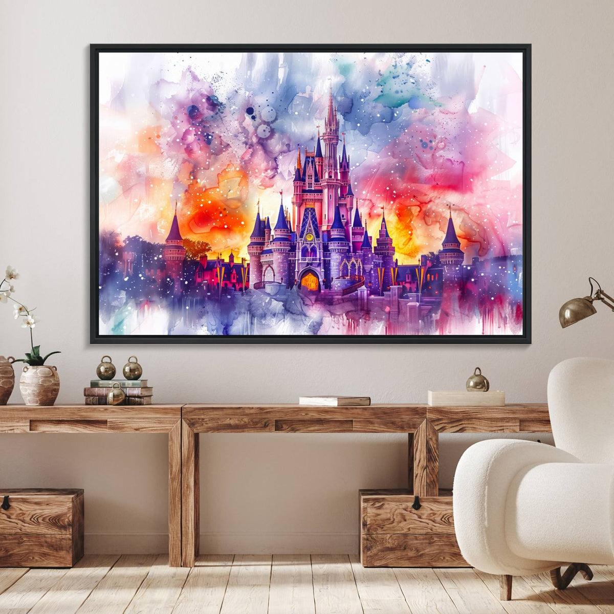 Disney Wall Art, Cinderella Castle Disney Print Wall Art,