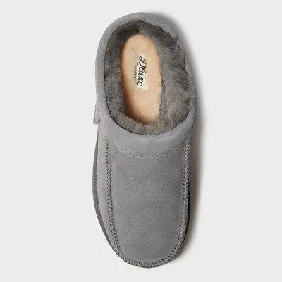 Dluxe Dearfoams Men's Suede Shearling Slip On Slippers Moccasin Indoor/Outdoor