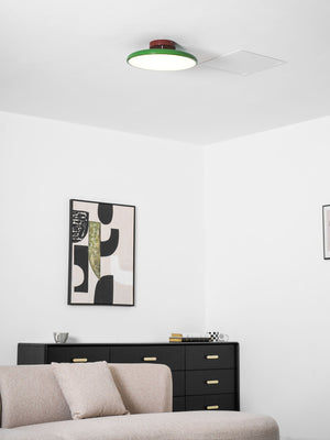 Orbitra | Flush Mount LED Ceiling Light with Swivel Arm, Dimmable Beige or Green Fixture