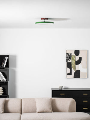 Orbitra | Flush Mount LED Ceiling Light with Swivel Arm, Dimmable Beige or Green Fixture