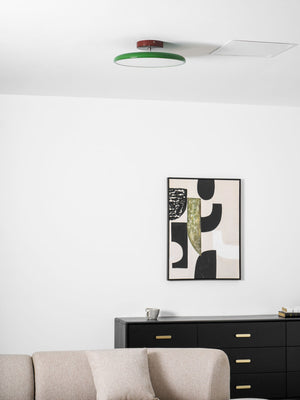 Orbitra | Flush Mount LED Ceiling Light with Swivel Arm, Dimmable Beige or Green Fixture